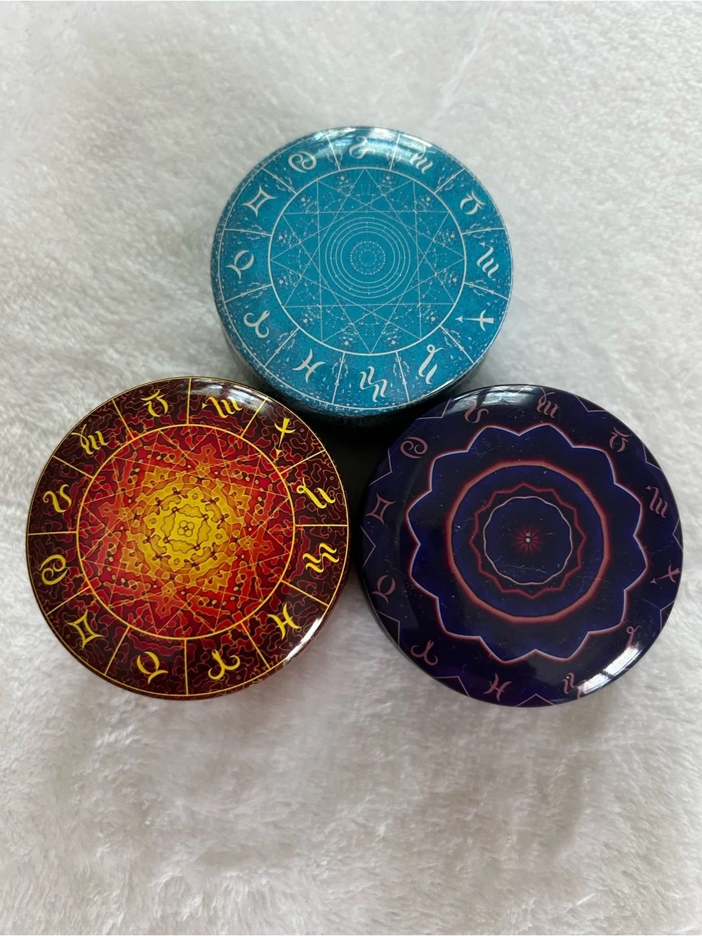 Decorative Mandala Candle Holder Tin - Blue, Red, Purple